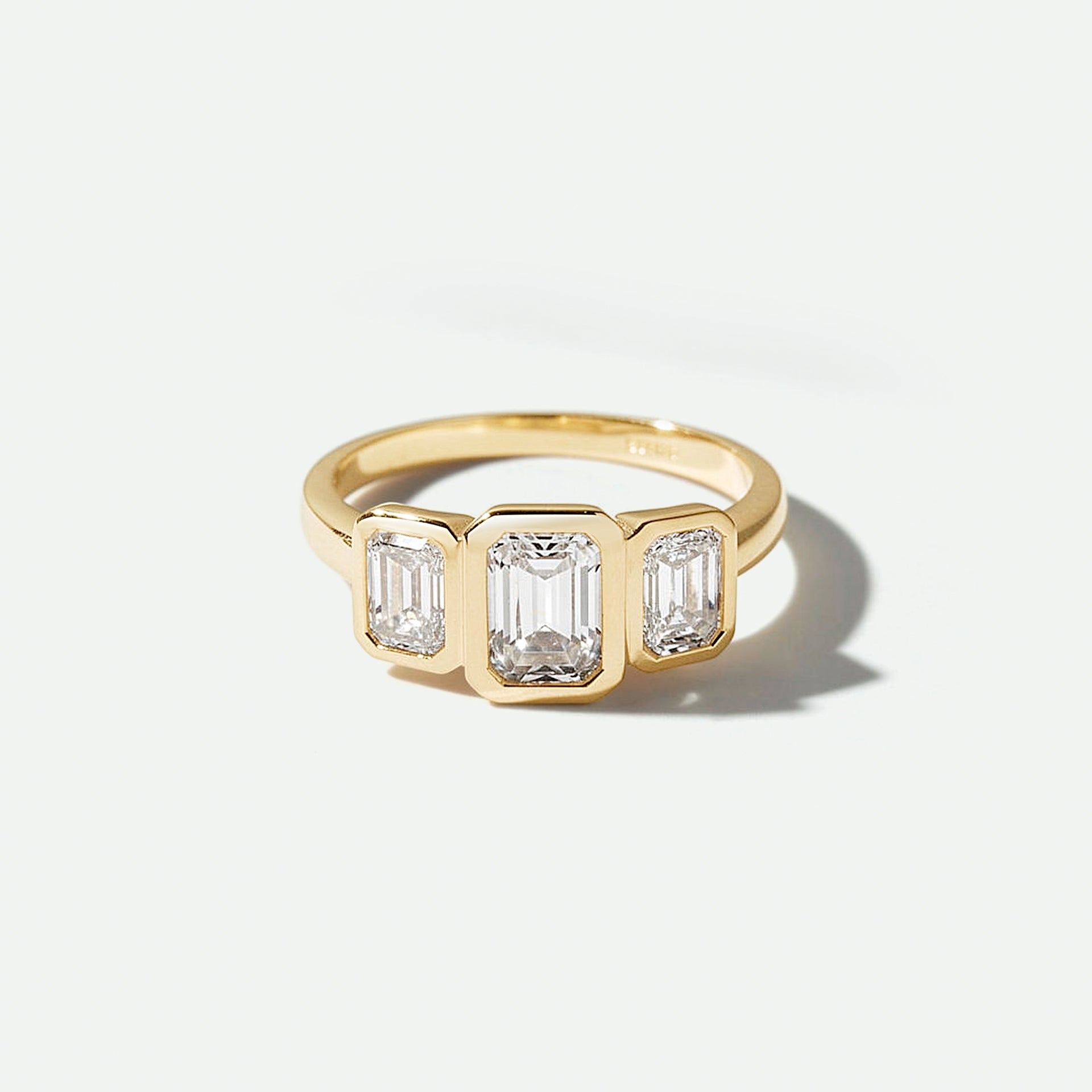 Eliza | 9ct Yellow Gold 2ct tw. Emerald Cut Lab Grown Diamond Trilogy Ring