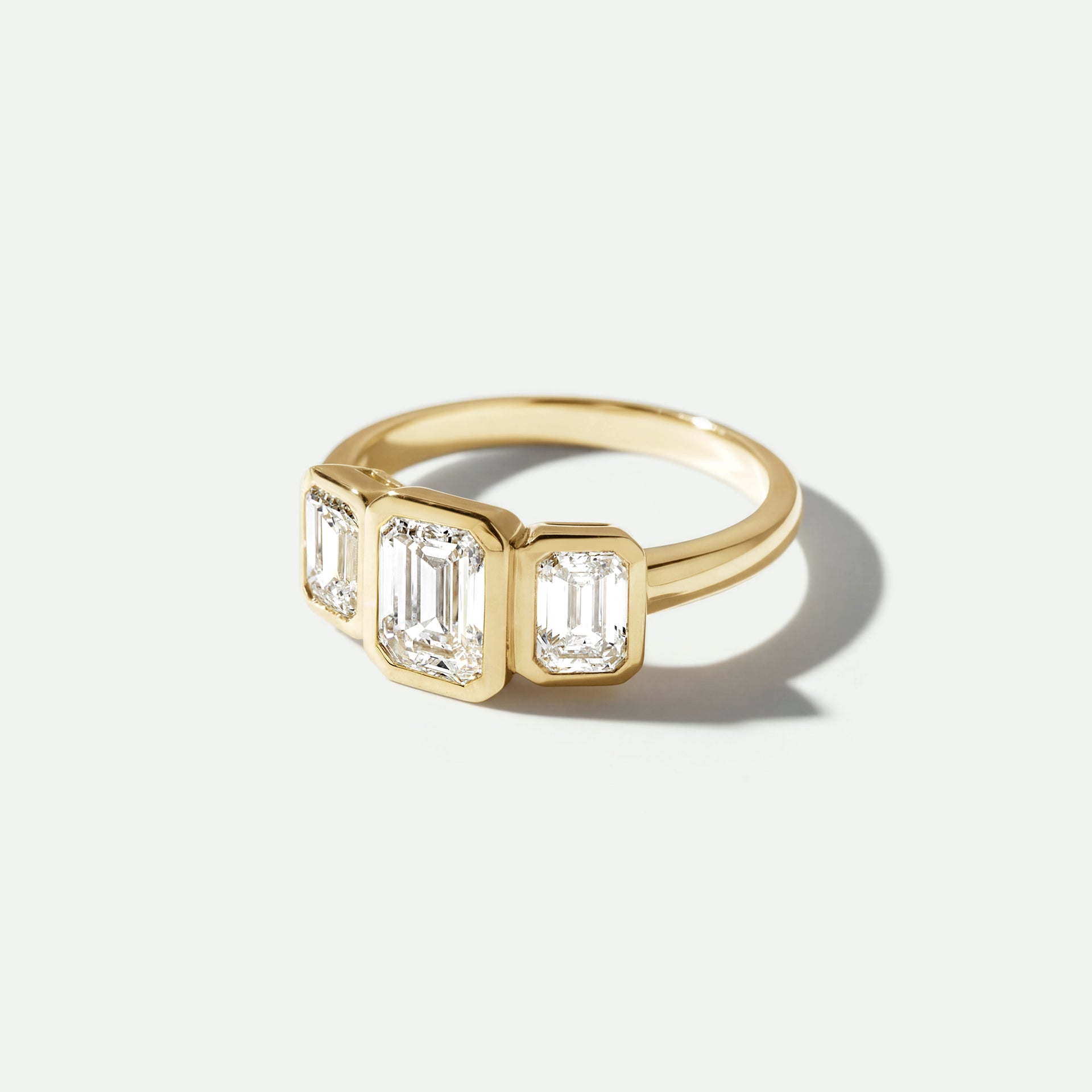Eliza | 9ct Yellow Gold 2ct tw. Emerald Cut Lab Grown Diamond Trilogy Ring