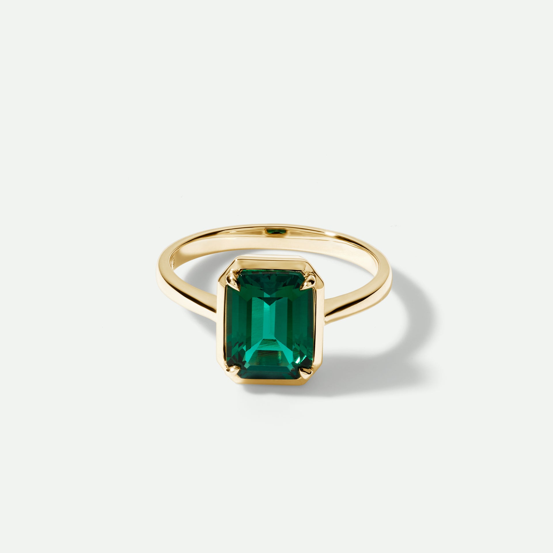 Jane | 9ct Yellow Gold Created Emerald Ring