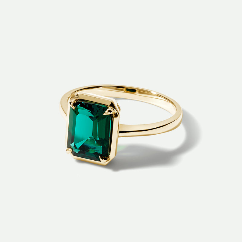 Jane | 9ct Yellow Gold Created Emerald Ring