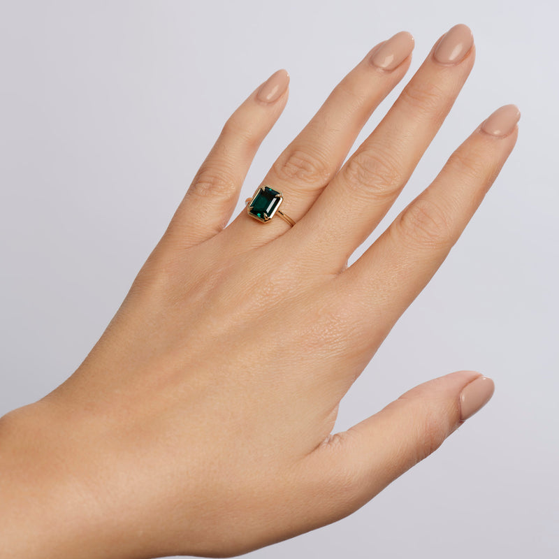 Jane | 9ct Yellow Gold Created Emerald Ring