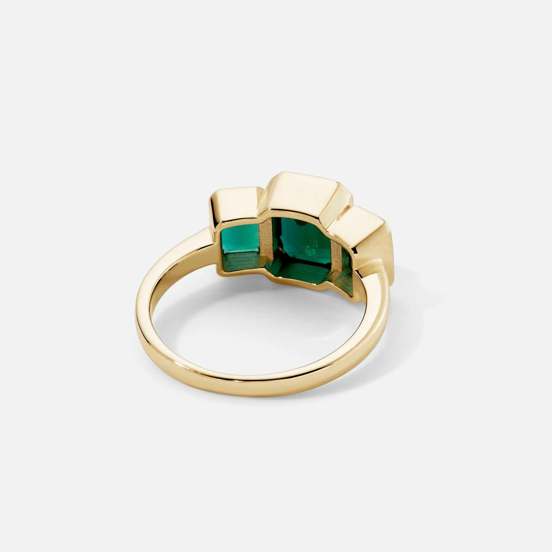Cleo | 9ct Yellow Gold Created Emerald Trilogy Ring