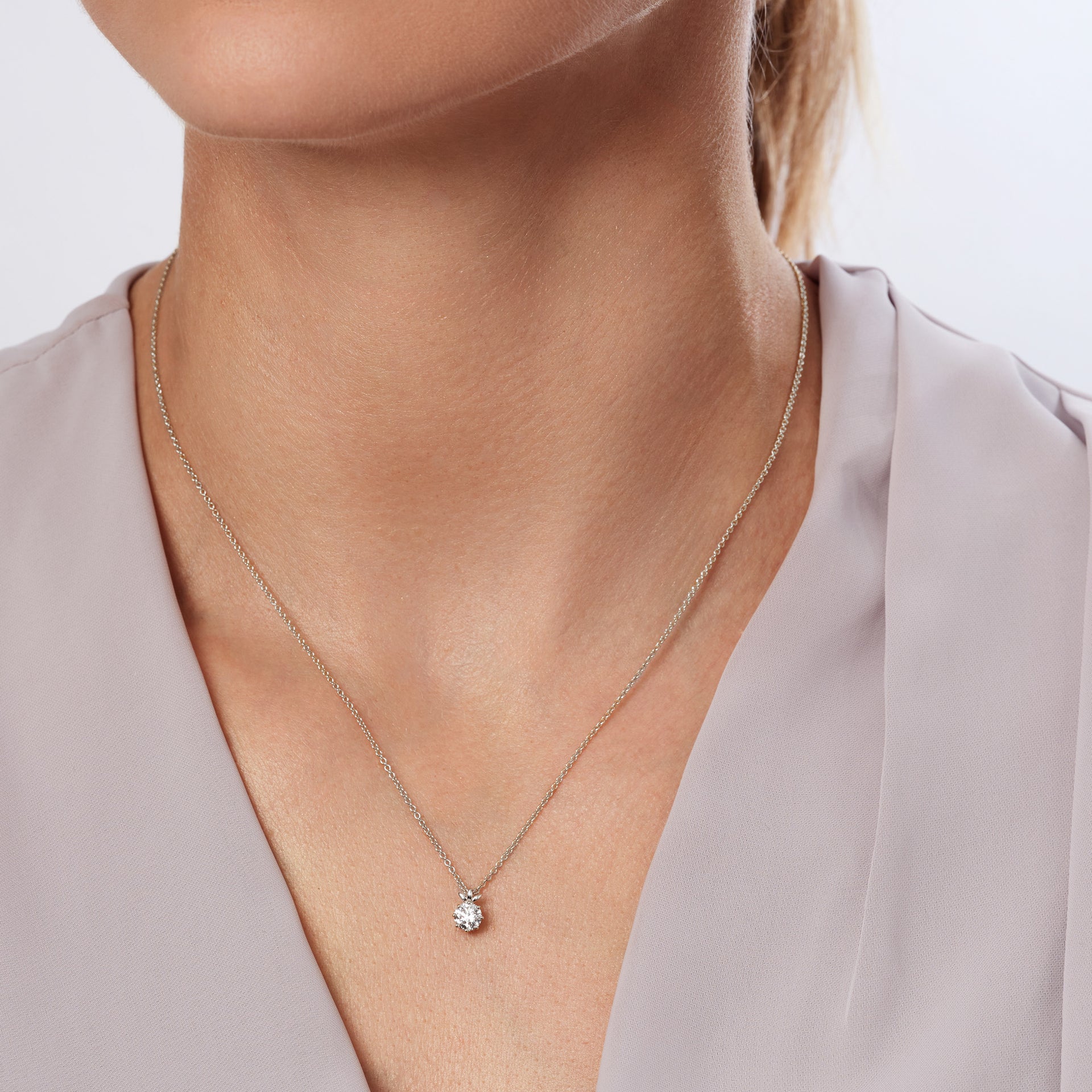 Willow Necklace | 9ct White Gold 0.50ct Lab Grown Diamond Petal Necklace 18 Inches