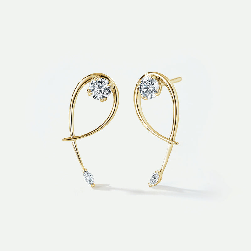 Ivy Earrings | 9ct Yellow Gold 0.55ct tw. Twist Vine Stud Earrings