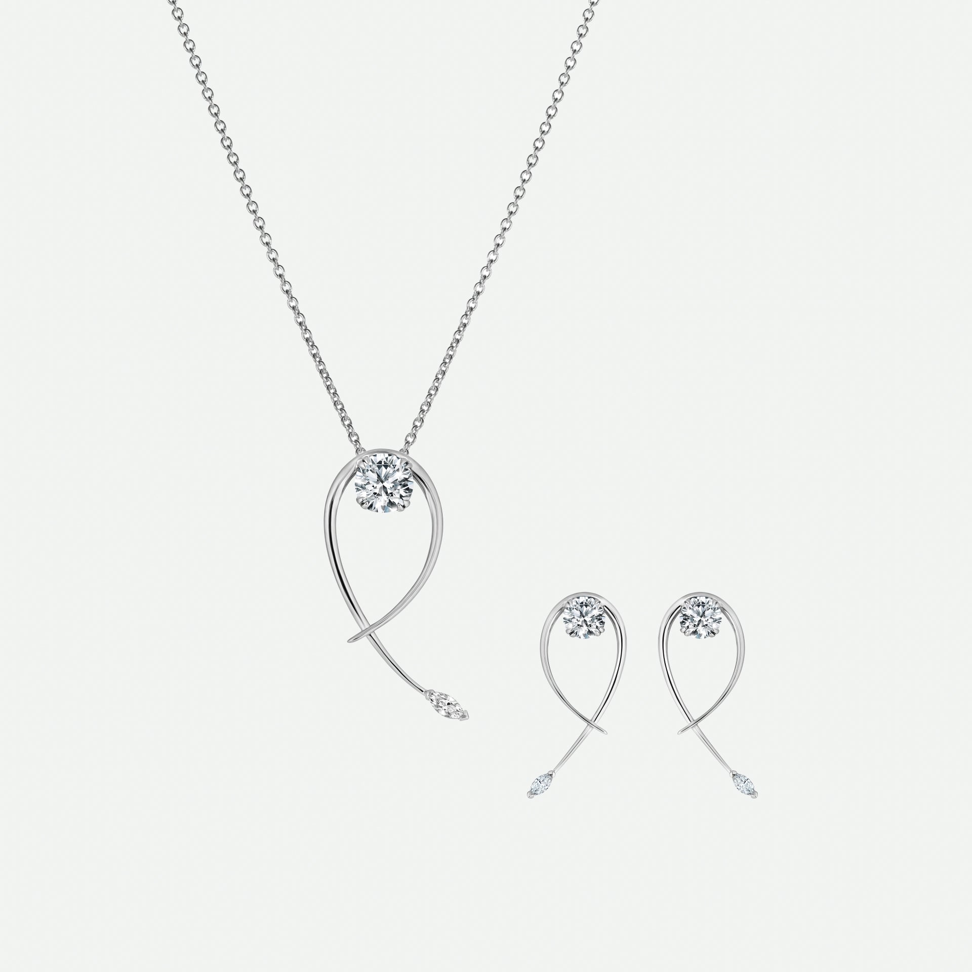 Ivy Necklace | 9ct White Gold 0.40ct Twist Vine Necklace 18 Inches
