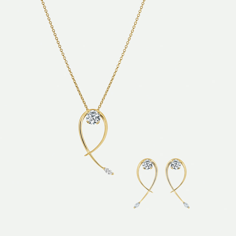 Ivy Necklace | 9ct Yellow Gold 0.40ct Twist Vine Necklace 18 Inches