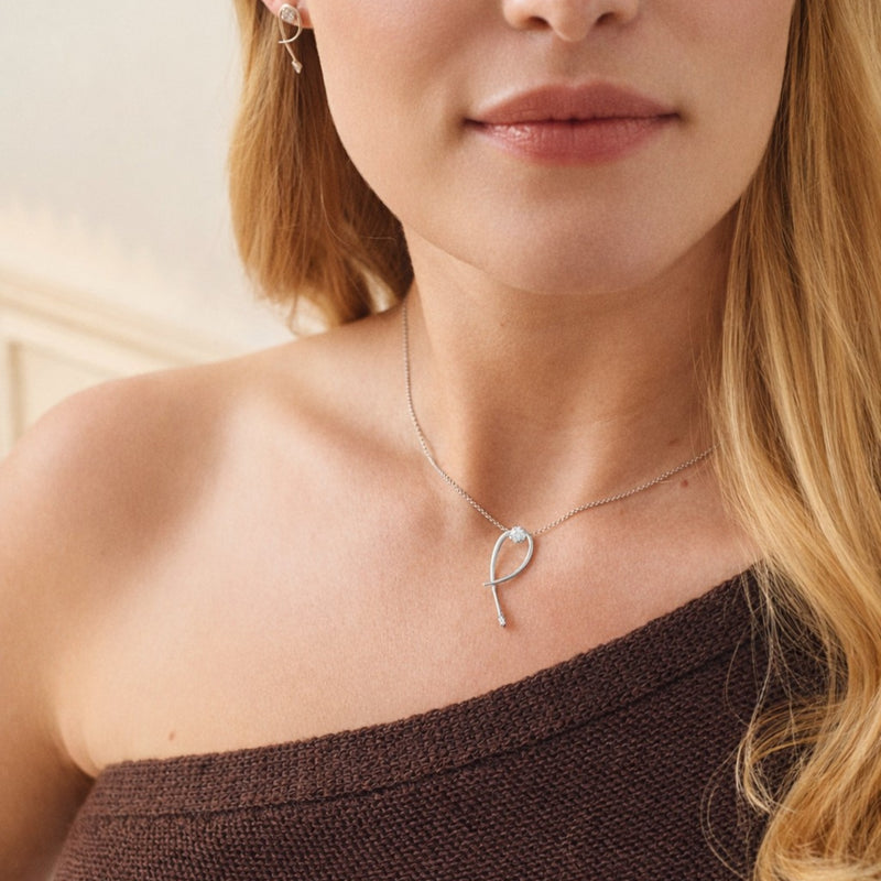 Ivy Necklace | 9ct Yellow Gold 0.40ct Twist Vine Necklace 18 Inches