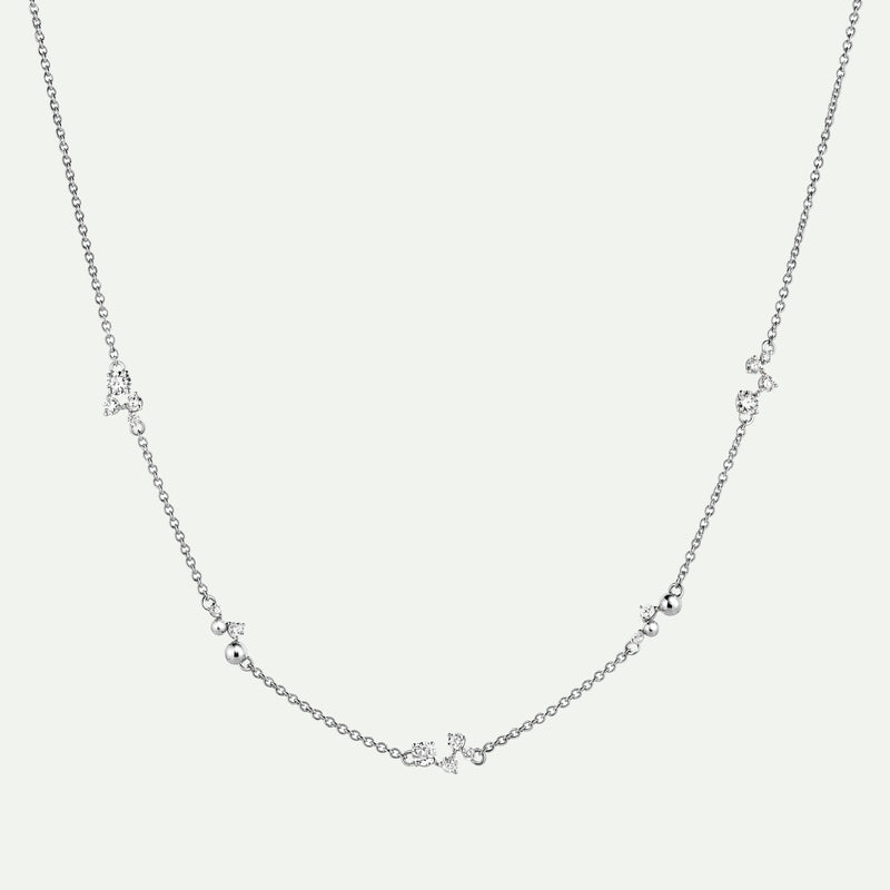 Luna Necklace | 9ct White Gold 0.52ct tw. Lab Grown Diamond Scatter Necklace 18 Inches