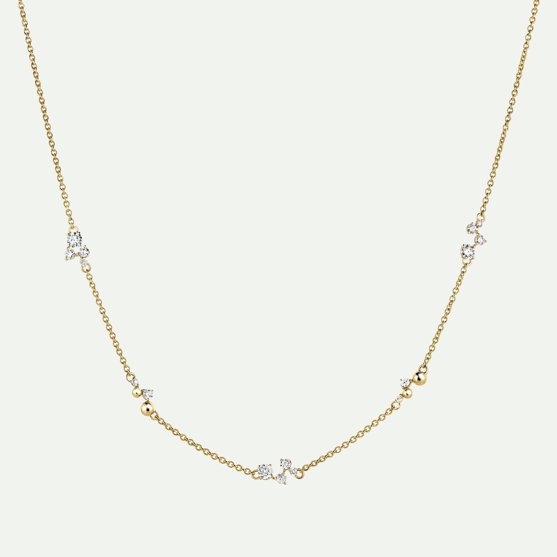 Luna Necklace | 9ct Yellow Gold 0.52ct tw. Lab Grown Diamond Scatter Necklace 18 Inches