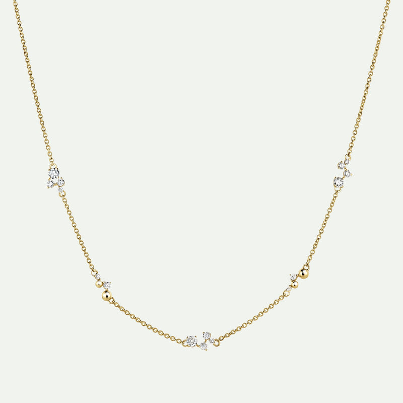 Luna Necklace | 9ct Yellow Gold 0.52ct tw. Lab Grown Diamond Scatter Necklace 18 Inches