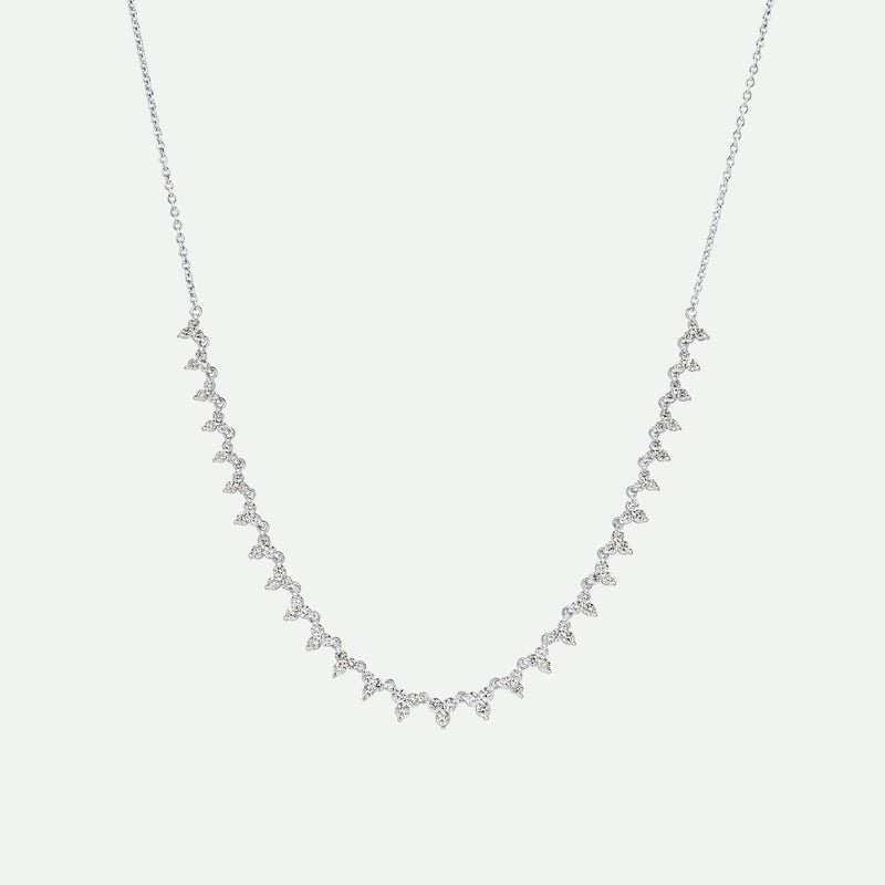 Beatrice | 9ct White Gold 1.14ct tw. Trio Clusters Half Tennis Necklace 18 Inches