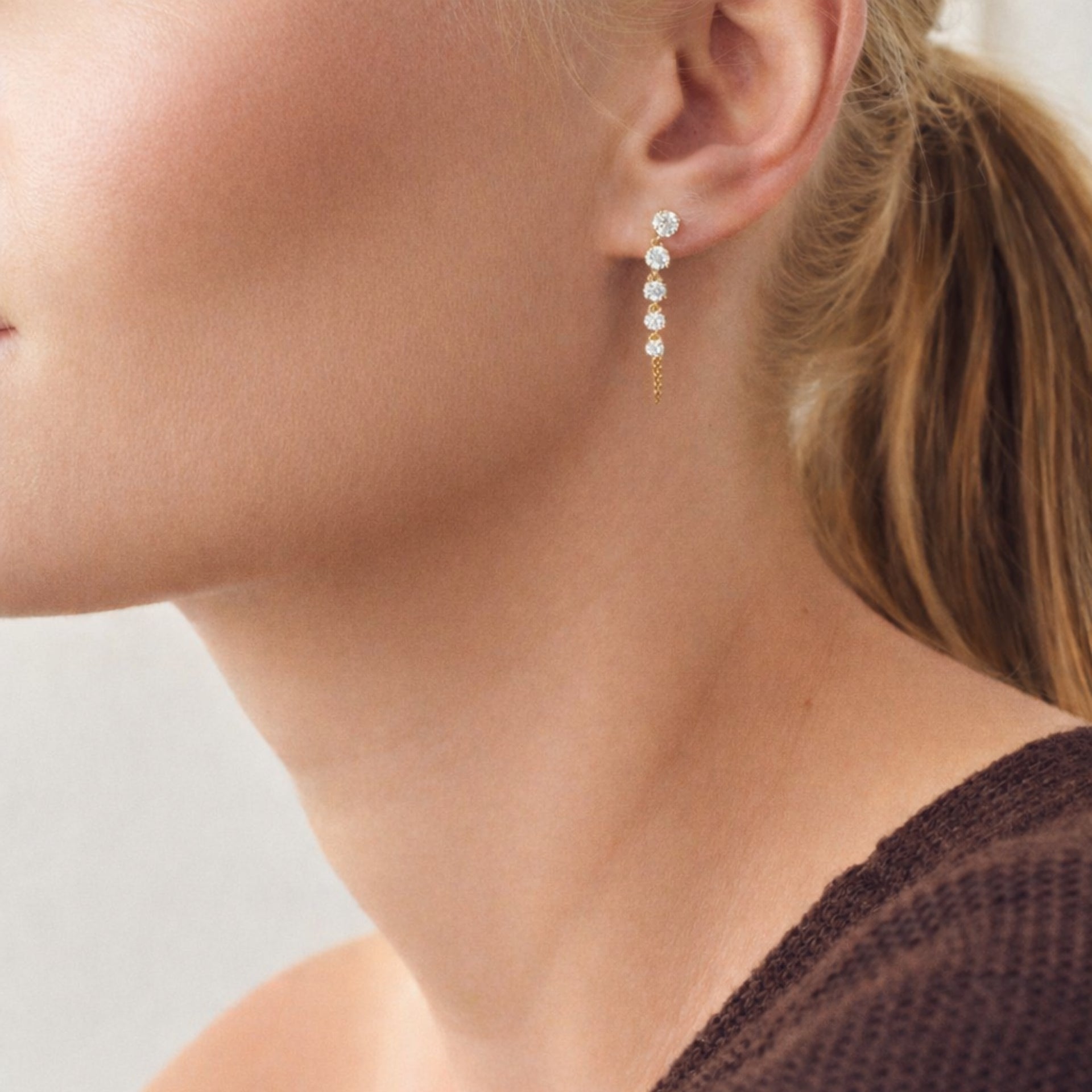 Evita | 9ct Yellow Gold 1.23ct tw. Lab Grown Diamonds Graduated Drop Earrings