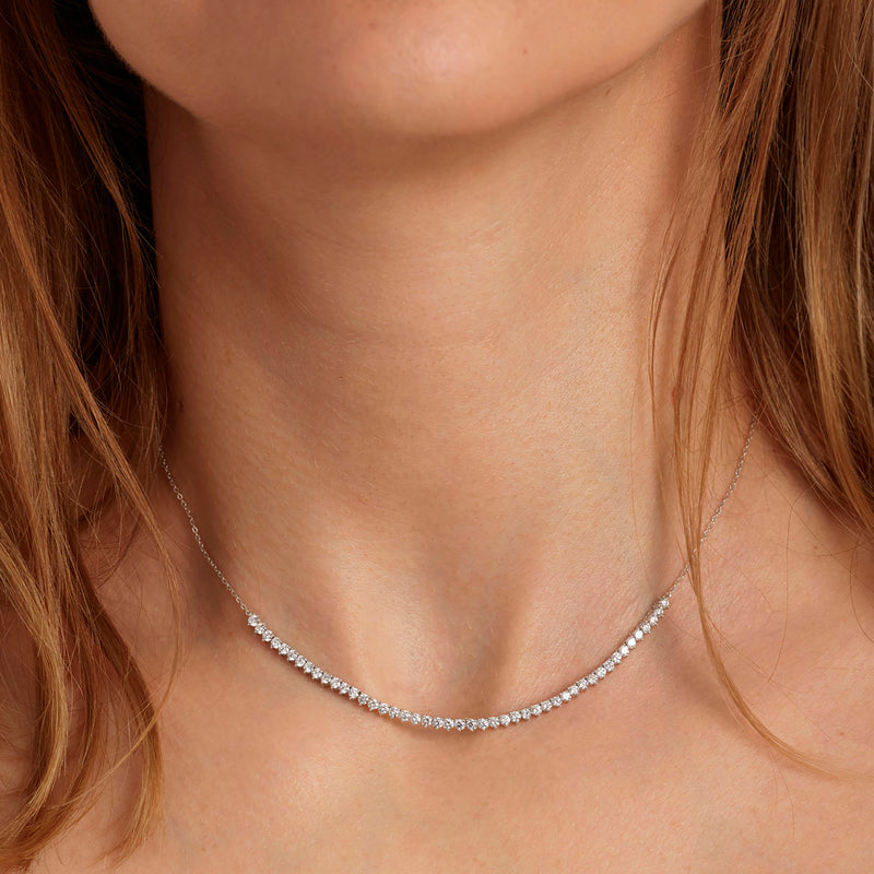 Harriet | 9ct White Gold 1.52ct tw Half Tennis Necklace 18 Inches