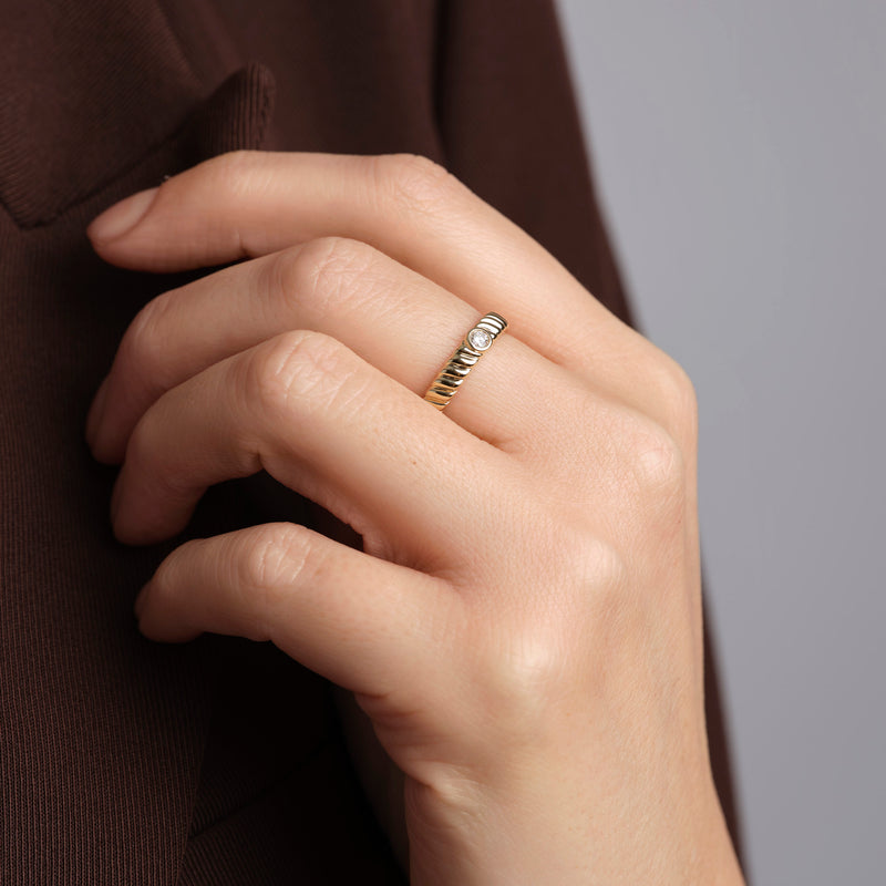 Arianna | 9ct Yellow Gold Lab Grown Diamond Bezel Set Solitaire Band Ring