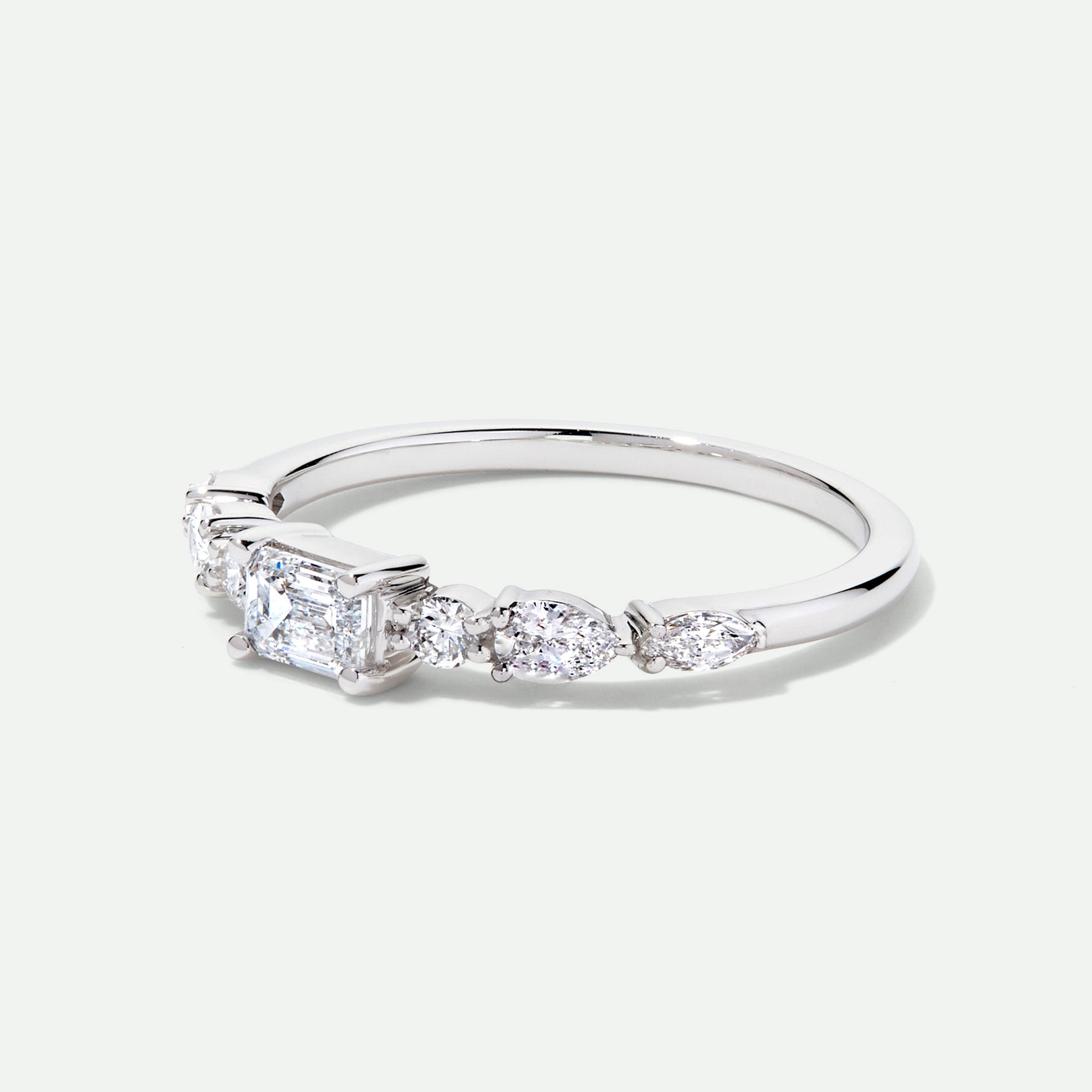 Constance | 9ct White Gold 0.55ct tw. Lab Grown Diamond East-West Emerald Cut Ring