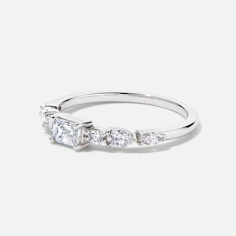 Constance | 9ct White Gold 0.55ct tw. Lab Grown Diamond East-West Emerald Cut Ring