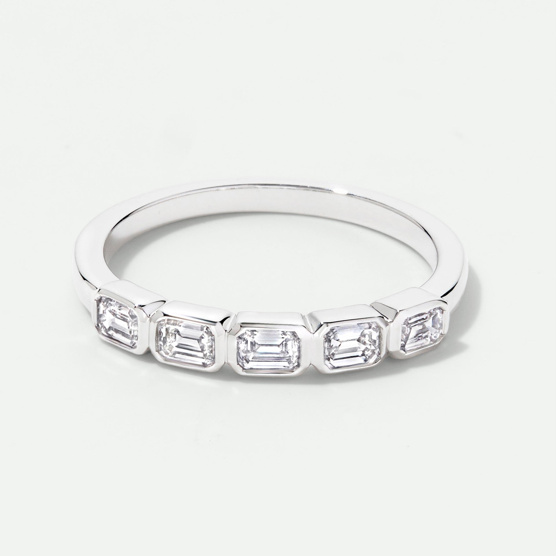 Beatrix | 9ct White Gold 0.53ct tw. Lab Grown Diamond Emerald Cut 5 Stone Band Ring
