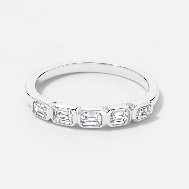 Beatrix | 9ct White Gold 0.53ct tw. Lab Grown Diamond Emerald Cut 5 Stone Band Ring