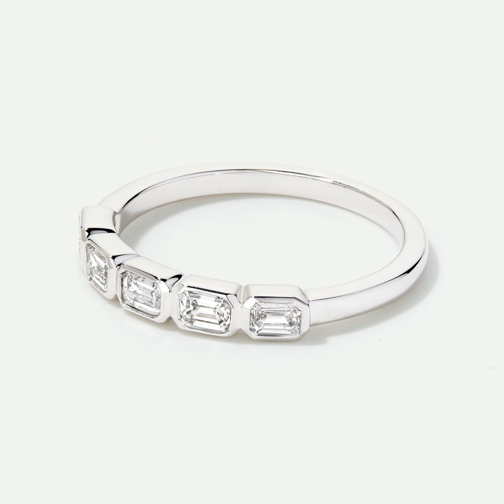 Beatrix | 9ct White Gold 0.53ct tw. Lab Grown Diamond Emerald Cut 5 Stone Band Ring