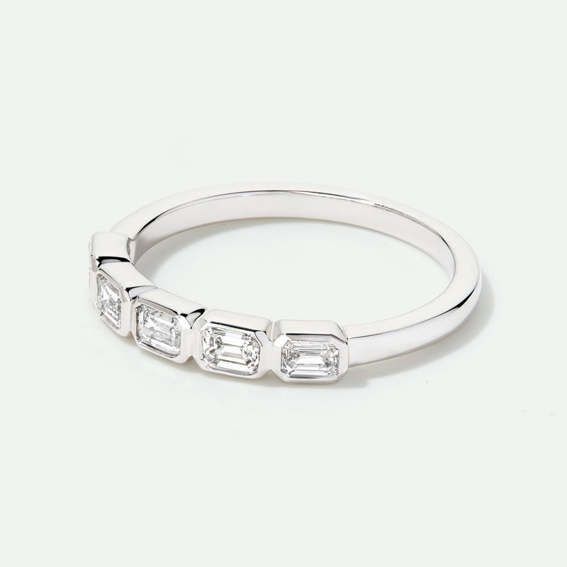 Beatrix | 9ct White Gold 0.53ct tw. Lab Grown Diamond Emerald Cut 5 Stone Band Ring