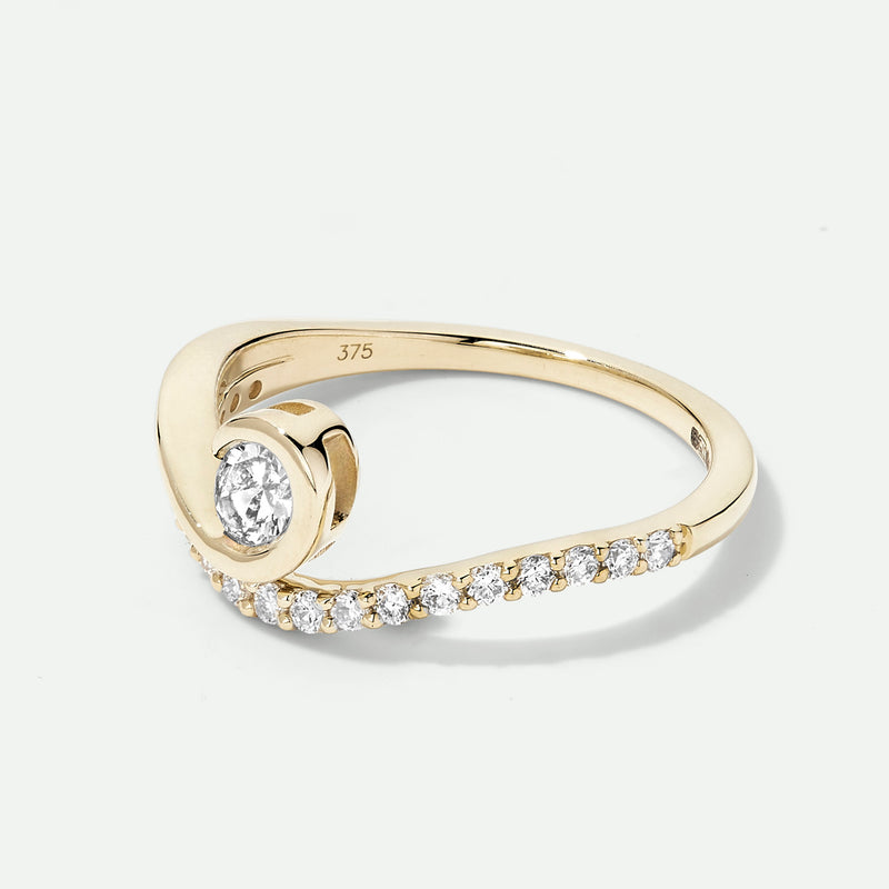 Delia | 9ct Yellow Gold 0.50ct tw. Lab Grown Diamond Fluid Ring