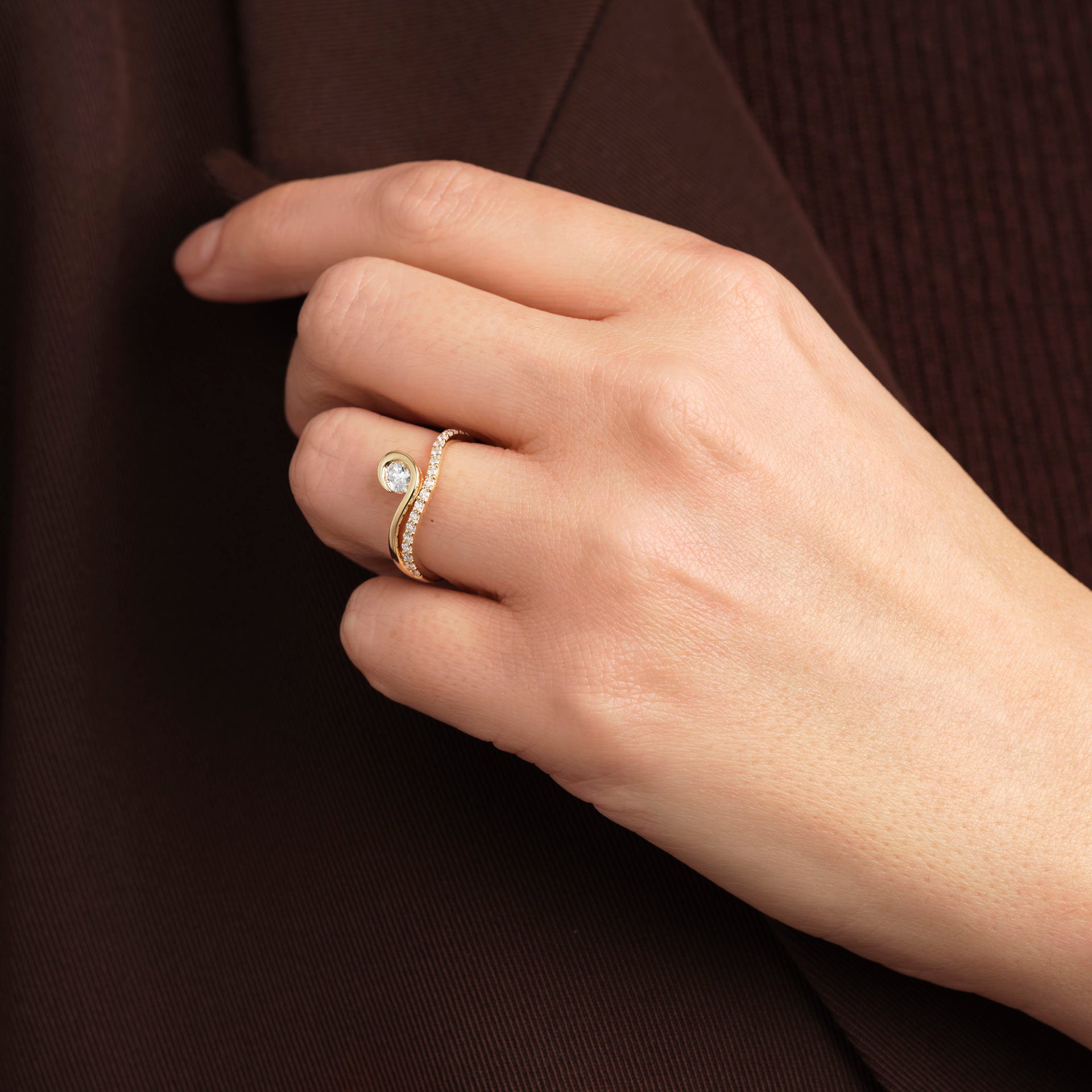 Delia | 9ct Yellow Gold 0.50ct tw. Lab Grown Diamond Fluid Ring