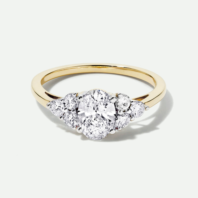 Samara | 9ct Yellow Gold 1.12ct tw. Lab Grown Diamond Oval Cluster Engagement Ring