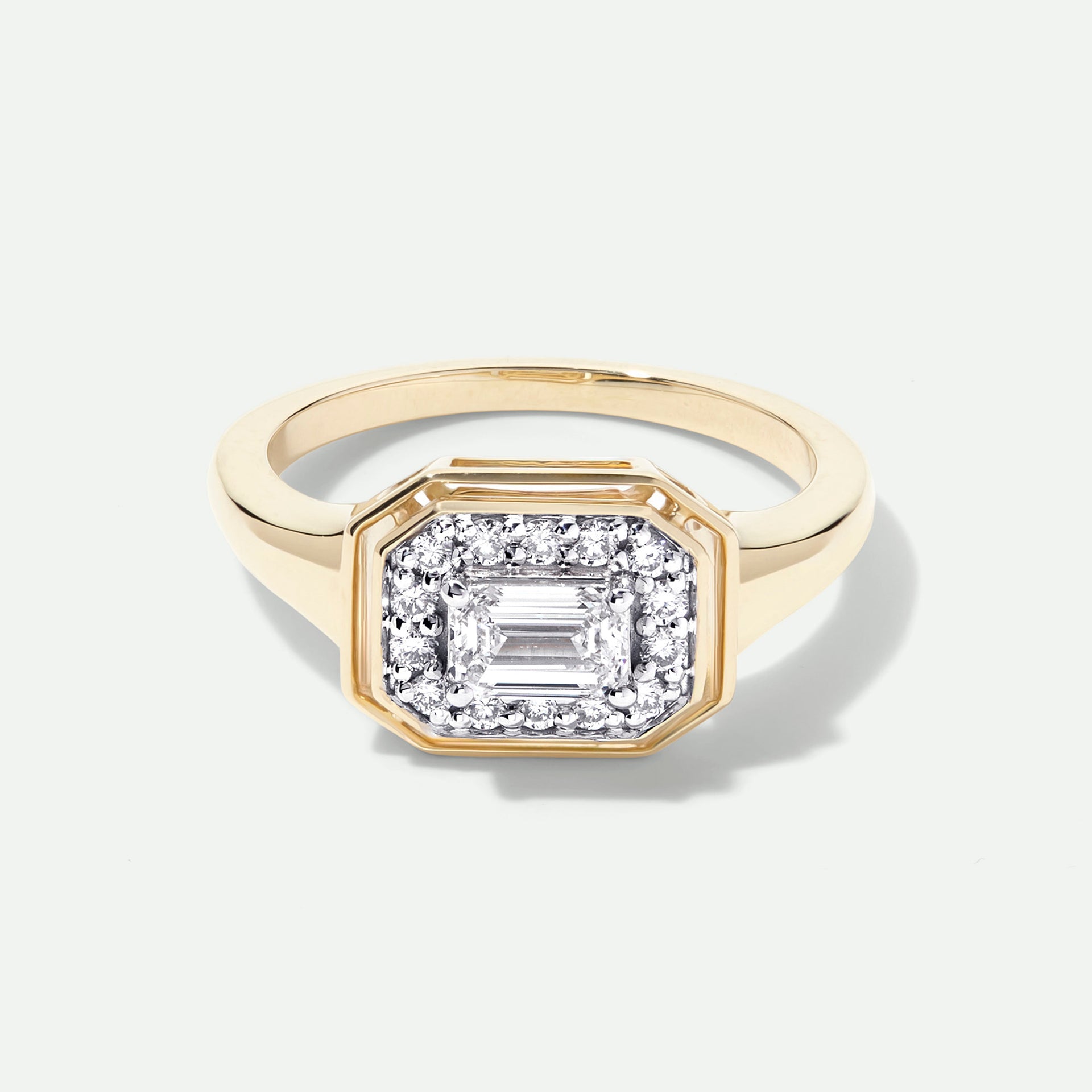 Clara | 9ct Yellow Gold 0.71ct tw. Lab Grown Diamond East- West Bezel Set Cluster Ring