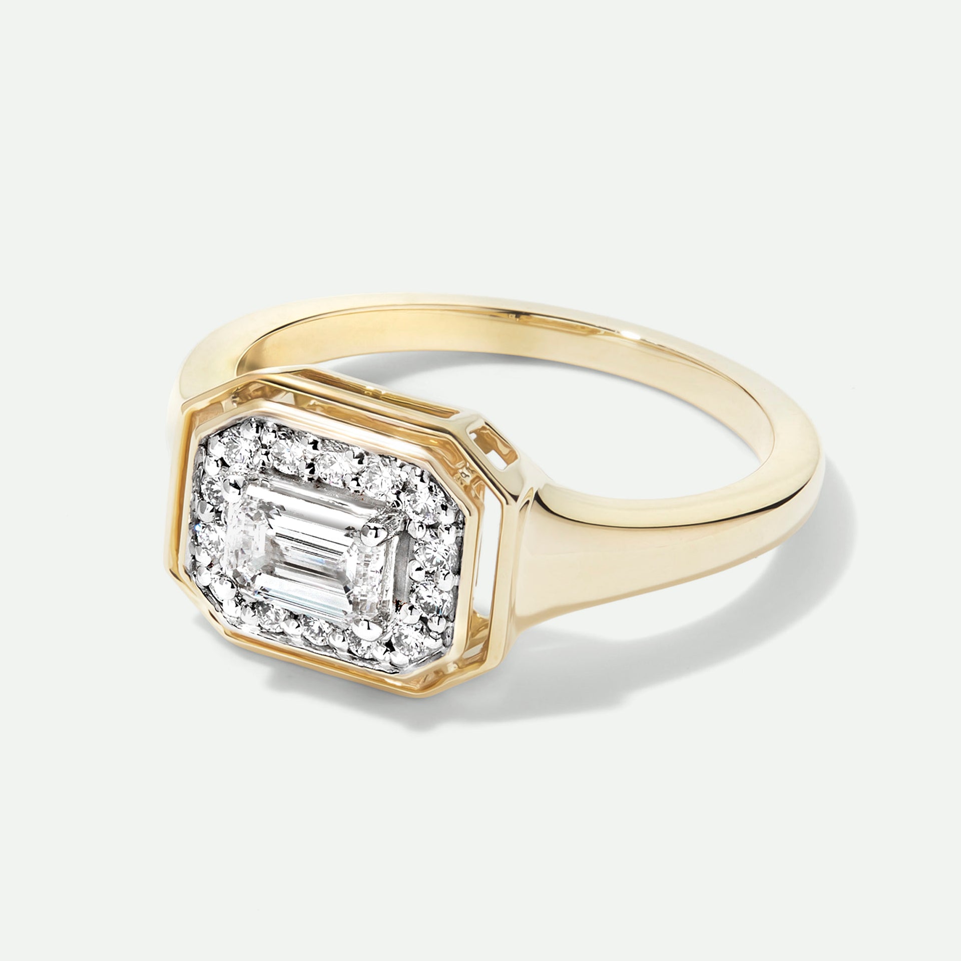 Clara | 9ct Yellow Gold 0.71ct tw. Lab Grown Diamond East- West Bezel Set Cluster Ring