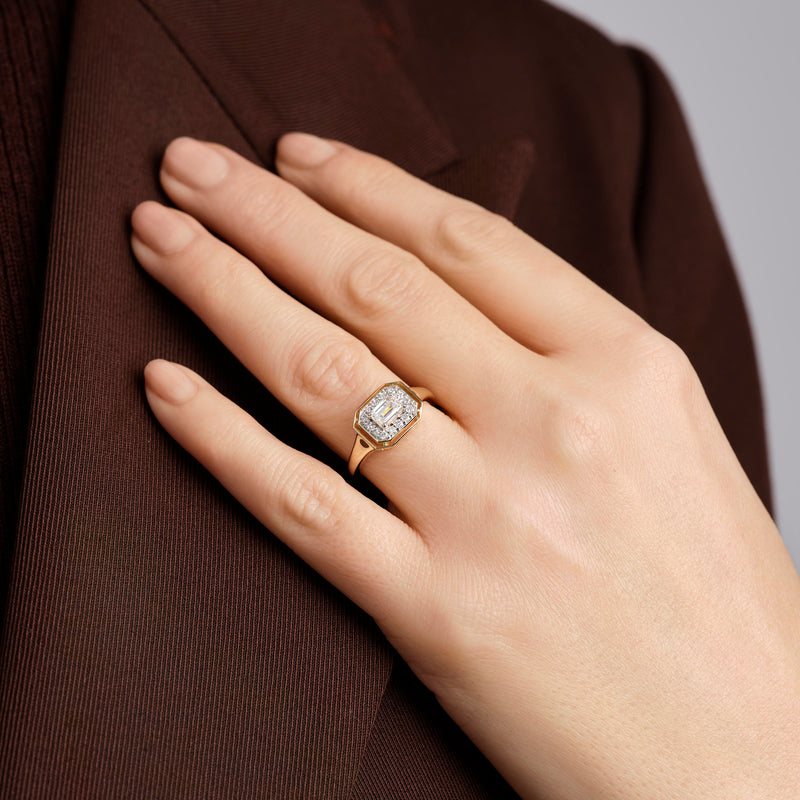 Clara | 9ct Yellow Gold 0.71ct tw. Lab Grown Diamond East- West Bezel Set Cluster Ring