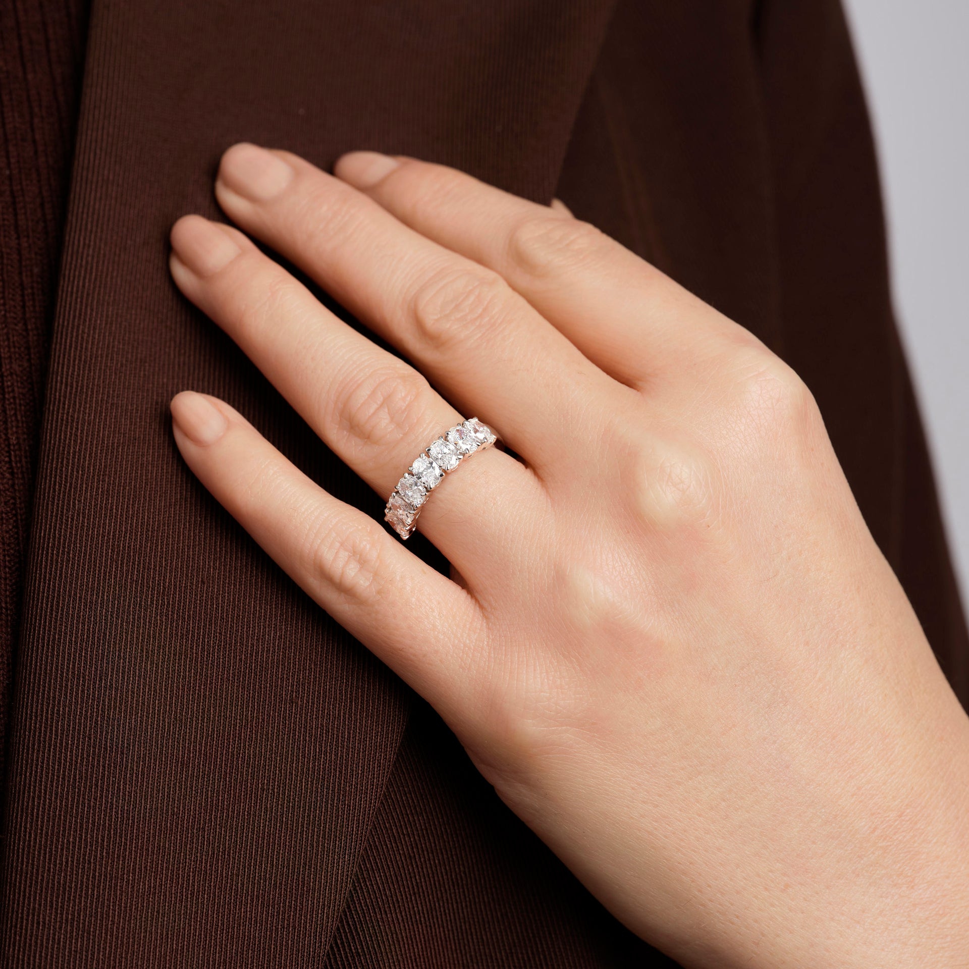 Carmen |9ct White Gold 1.69ct tw. Lab Grown Diamond Oval Seven Stone Band Ring