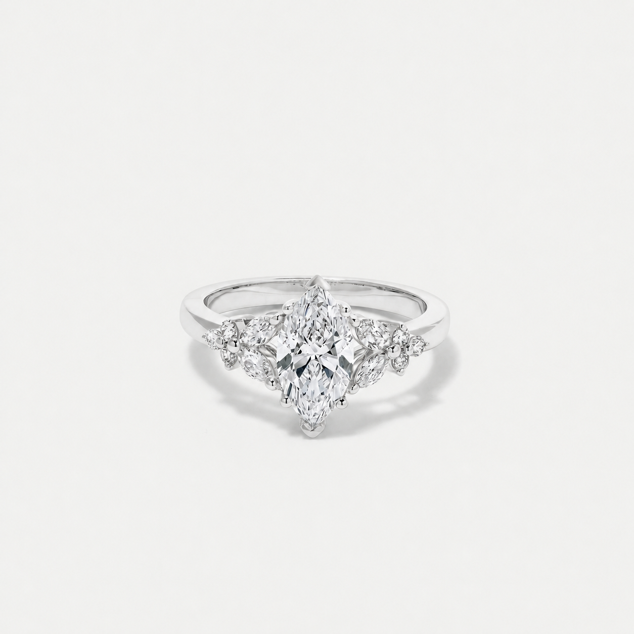 Claudia | 9ct White Gold 1.55ct tw. Lab Grown Diamond Marquise Cluster Ring