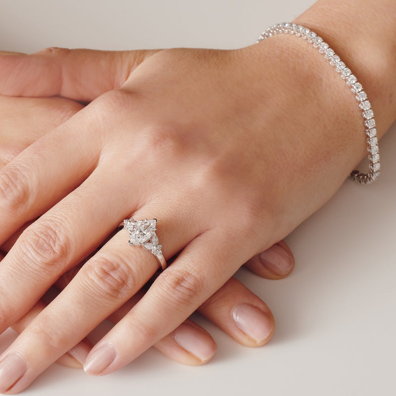 Claudia | 9ct White Gold 1.55ct tw. Lab Grown Diamond Marquise Cluster Ring