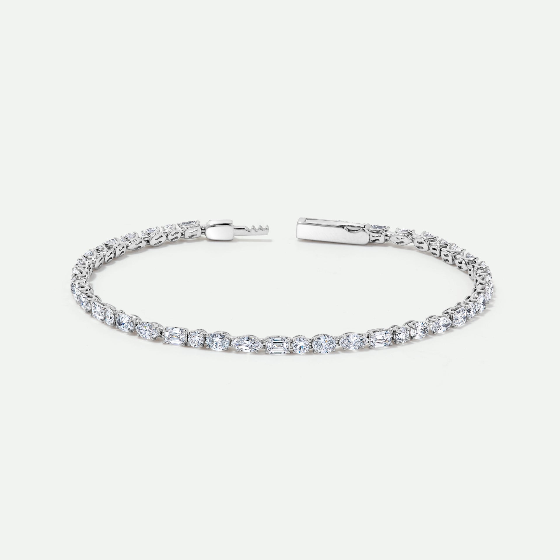 Lydia | 9ct White Gold 4.67ct tw. Lab Grown Diamond Mixed Shape Tennis Bracelet