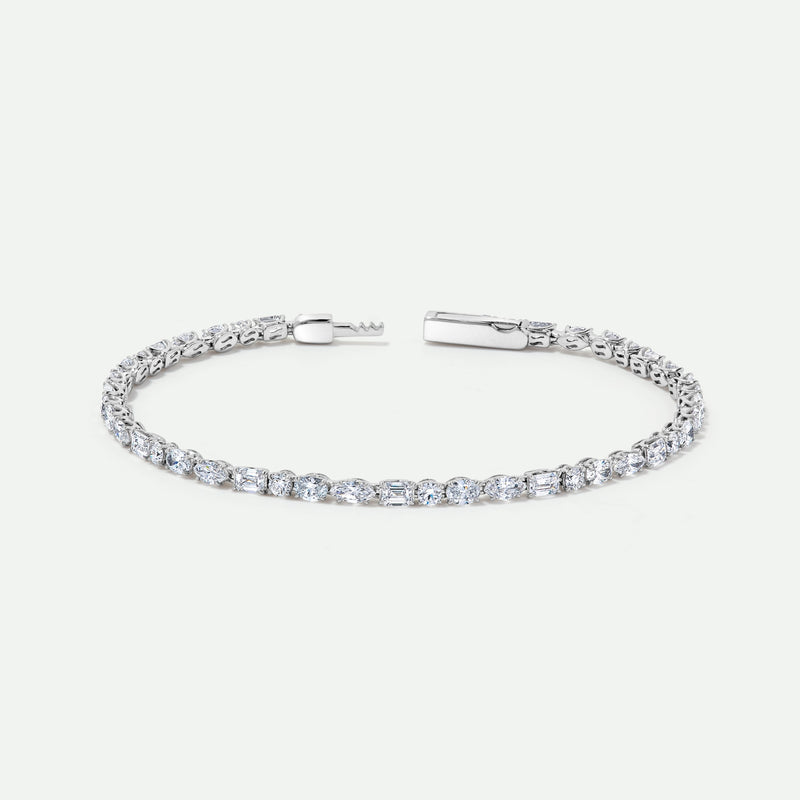 Lydia | 9ct White Gold 4.67ct tw. Lab Grown Diamond Mixed Shape Tennis Bracelet