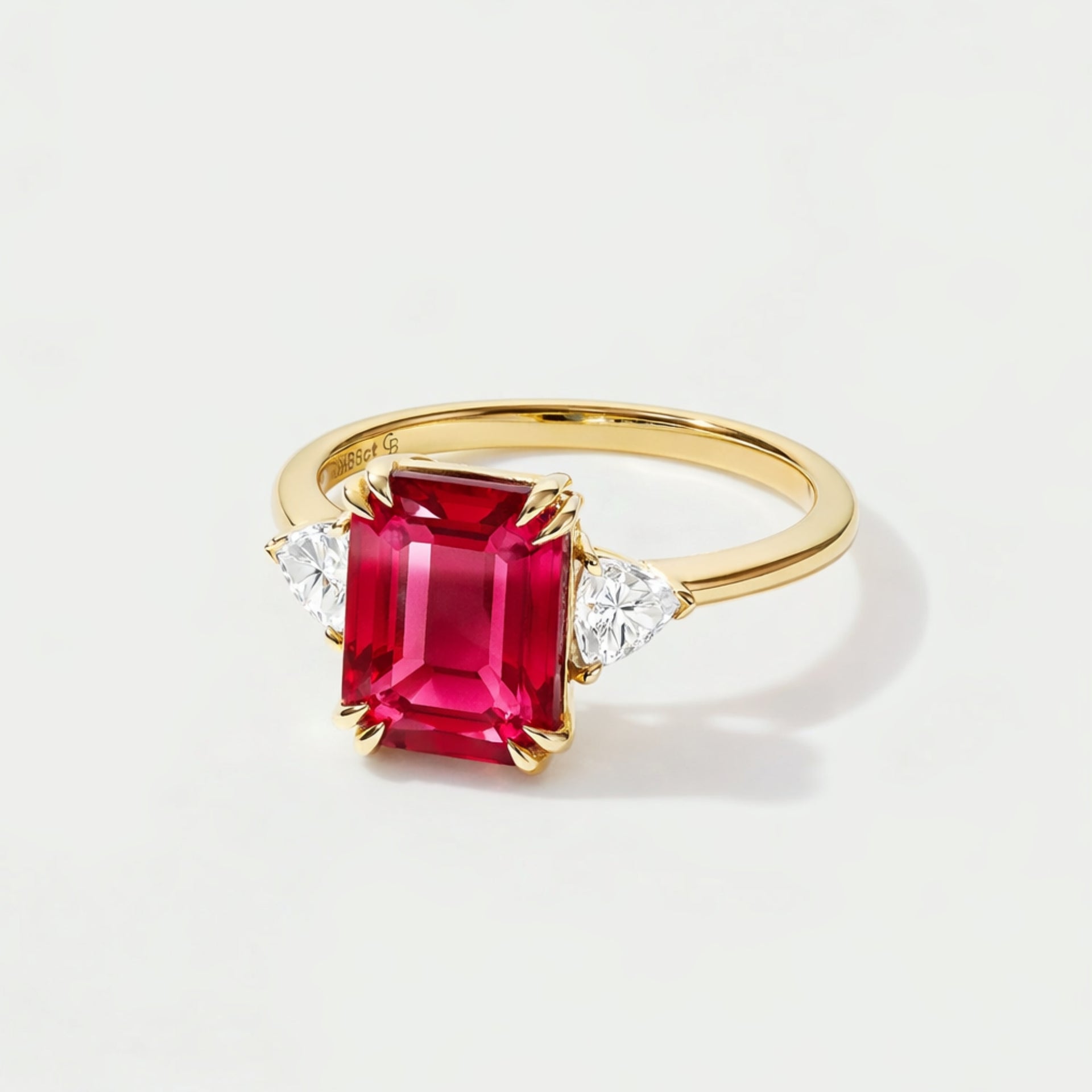Cassie | 9ct Yellow Gold Created Ruby and 0.36ct tw Lab Grown Diamond Ring