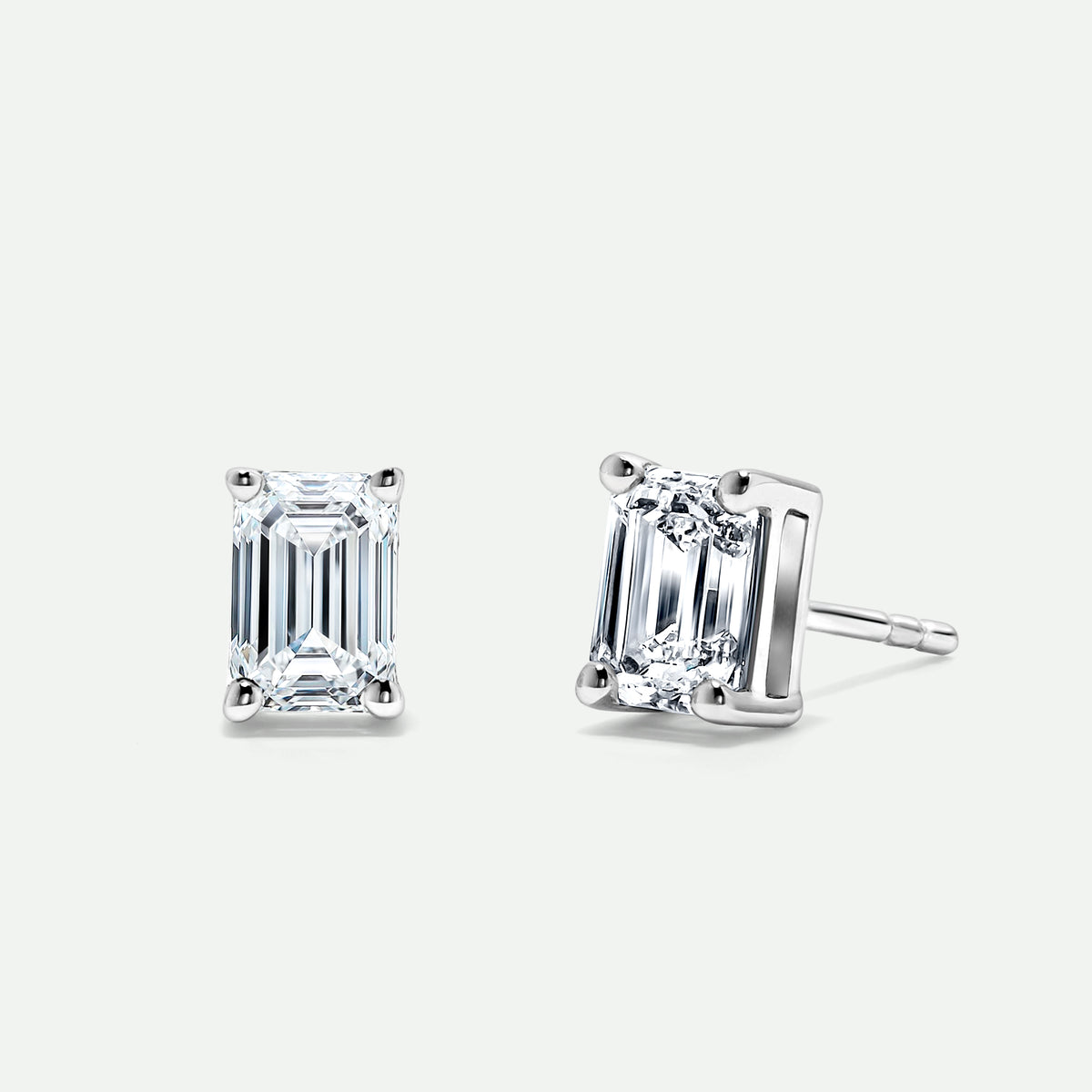 Mia | 9ct White Gold 1.50ct tw Lab Grown Diamond Emerald Cut Stud Earrings
