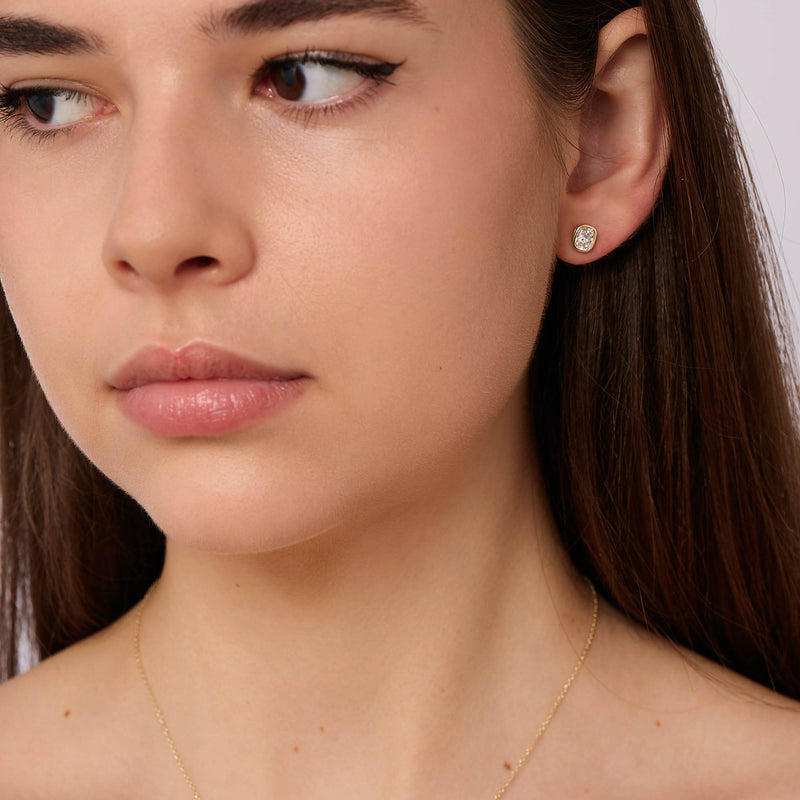 Iris Earrings | 9ct Yellow Gold 1.00ct tw Elongated Cushion Lab Grown Diamond Stud Earrings