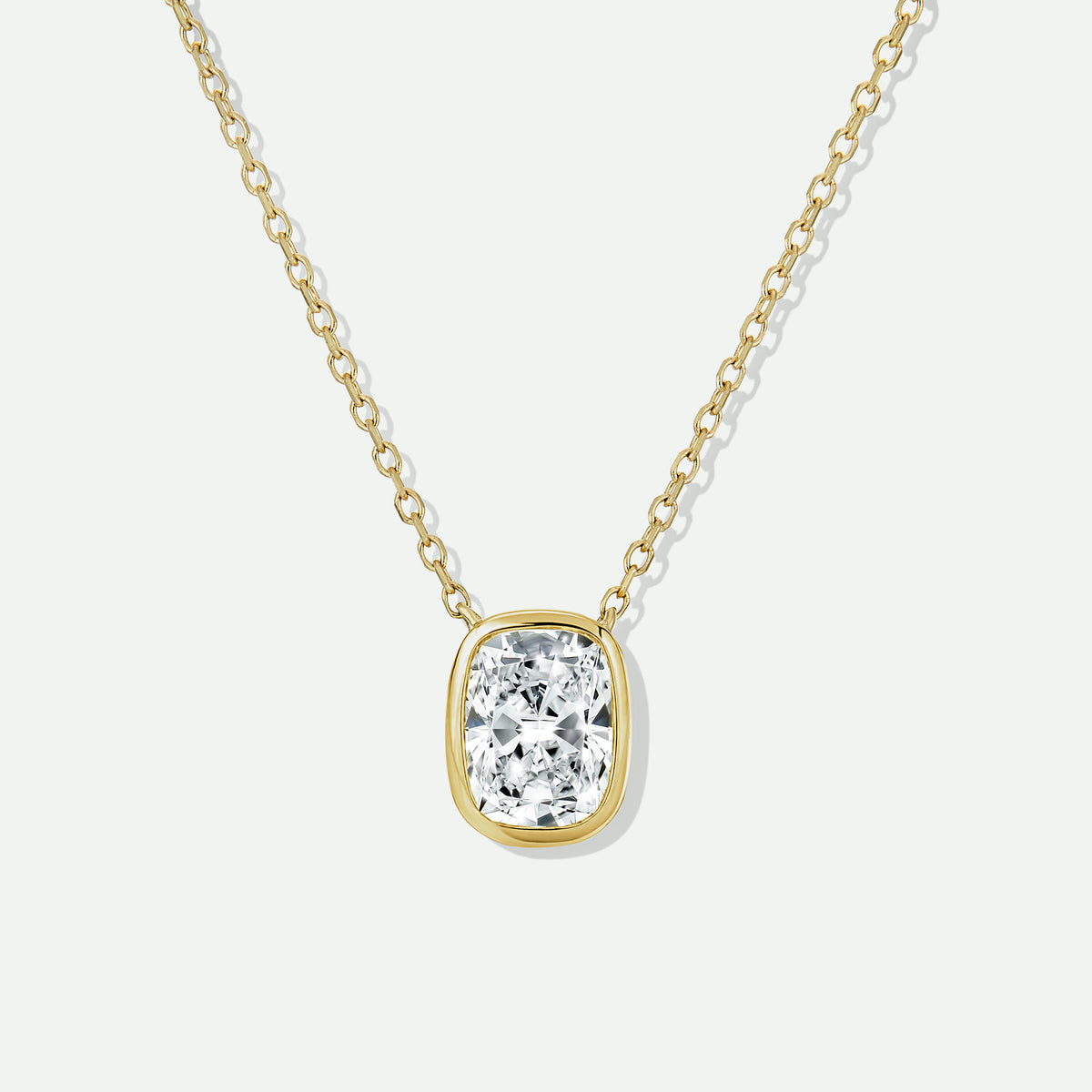 Iris Necklace | 9ct Yellow Gold 1.00ct Lab Grown Diamond Elongated Cushion Solitaire Necklace