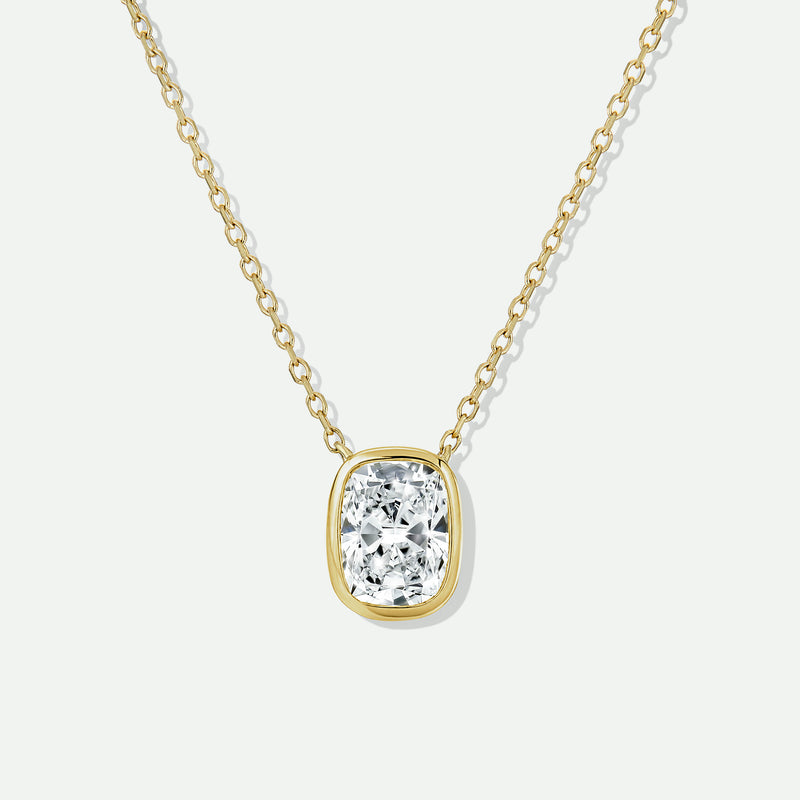 Iris Necklace | 9ct Yellow Gold 1.00ct Lab Grown Diamond Elongated Cushion Solitaire Necklace