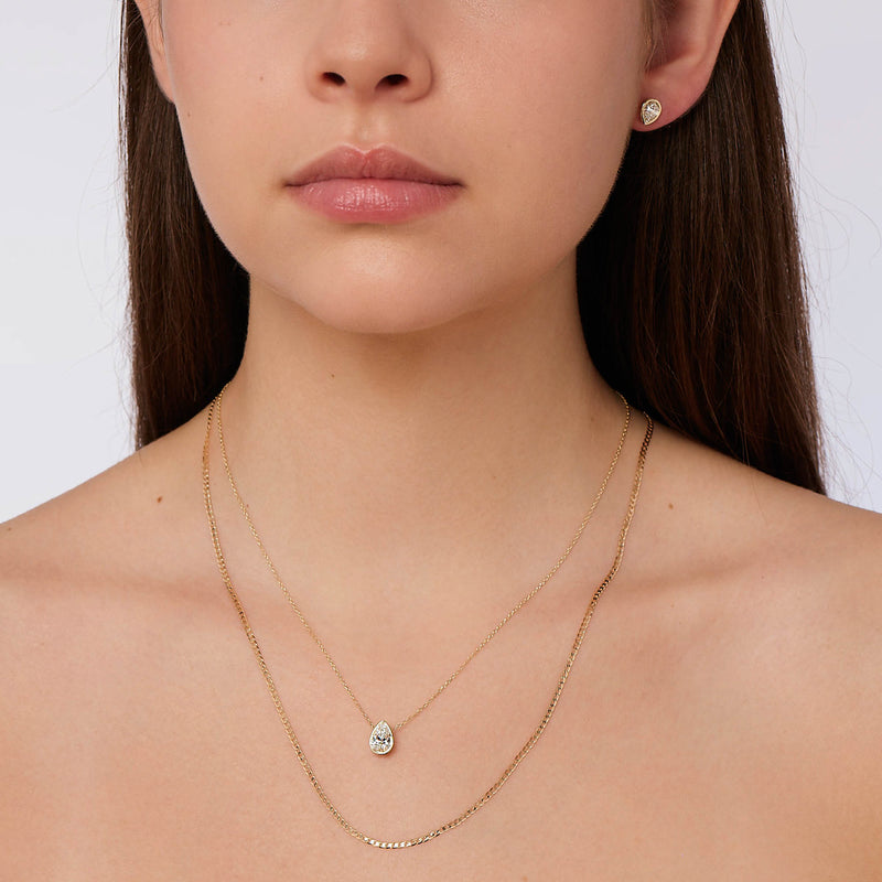 Riya Necklace | 9ct Yellow Gold 1.00ct Pear Lab Grown Diamond Solitaire Necklace
