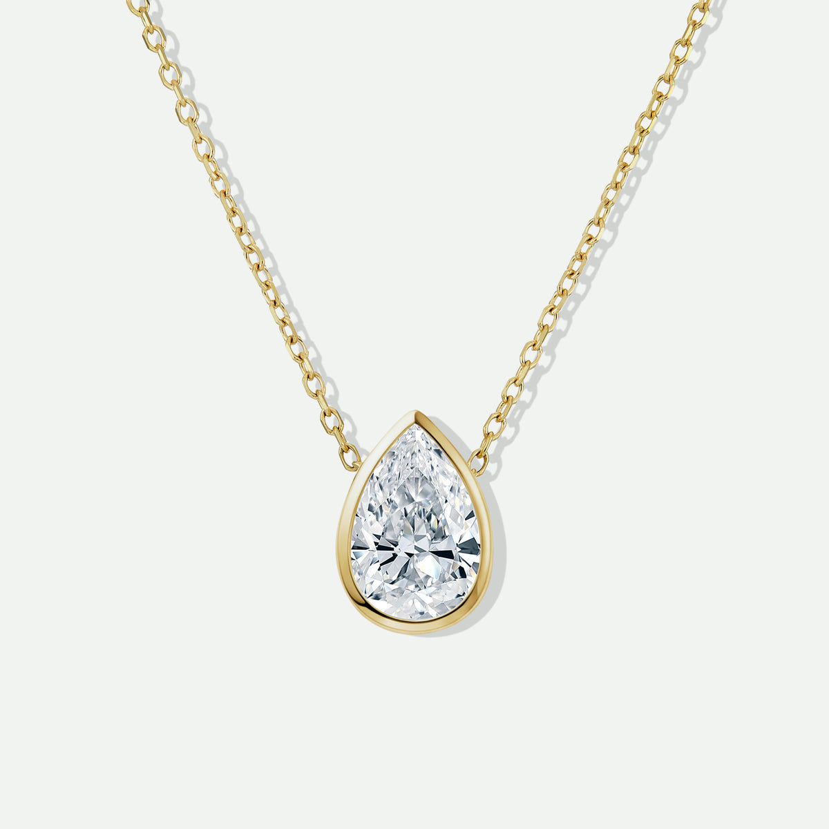 Riya Necklace | 9ct Yellow Gold 1.00ct Pear Lab Grown Diamond Solitaire Necklace