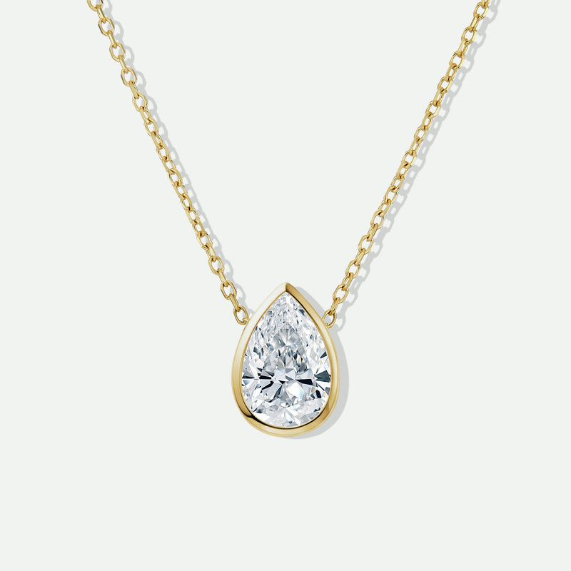 Riya Necklace | 9ct Yellow Gold 1.00ct Pear Lab Grown Diamond Solitaire Necklace
