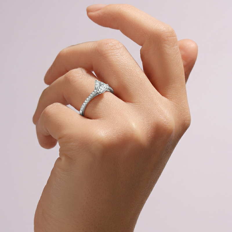 Bella | 9ct White Gold 0.95ct tw Trillion Cut Lab Grown Diamond Ring