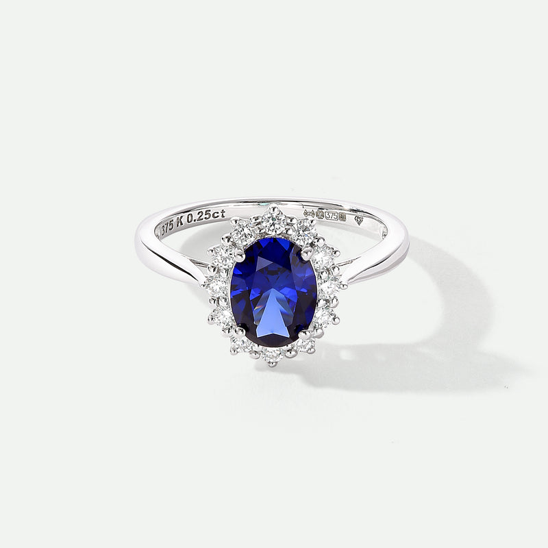 Cate | 9ct White Gold 0.25ct tw Lab Grown Diamond and Created Sapphire Ring