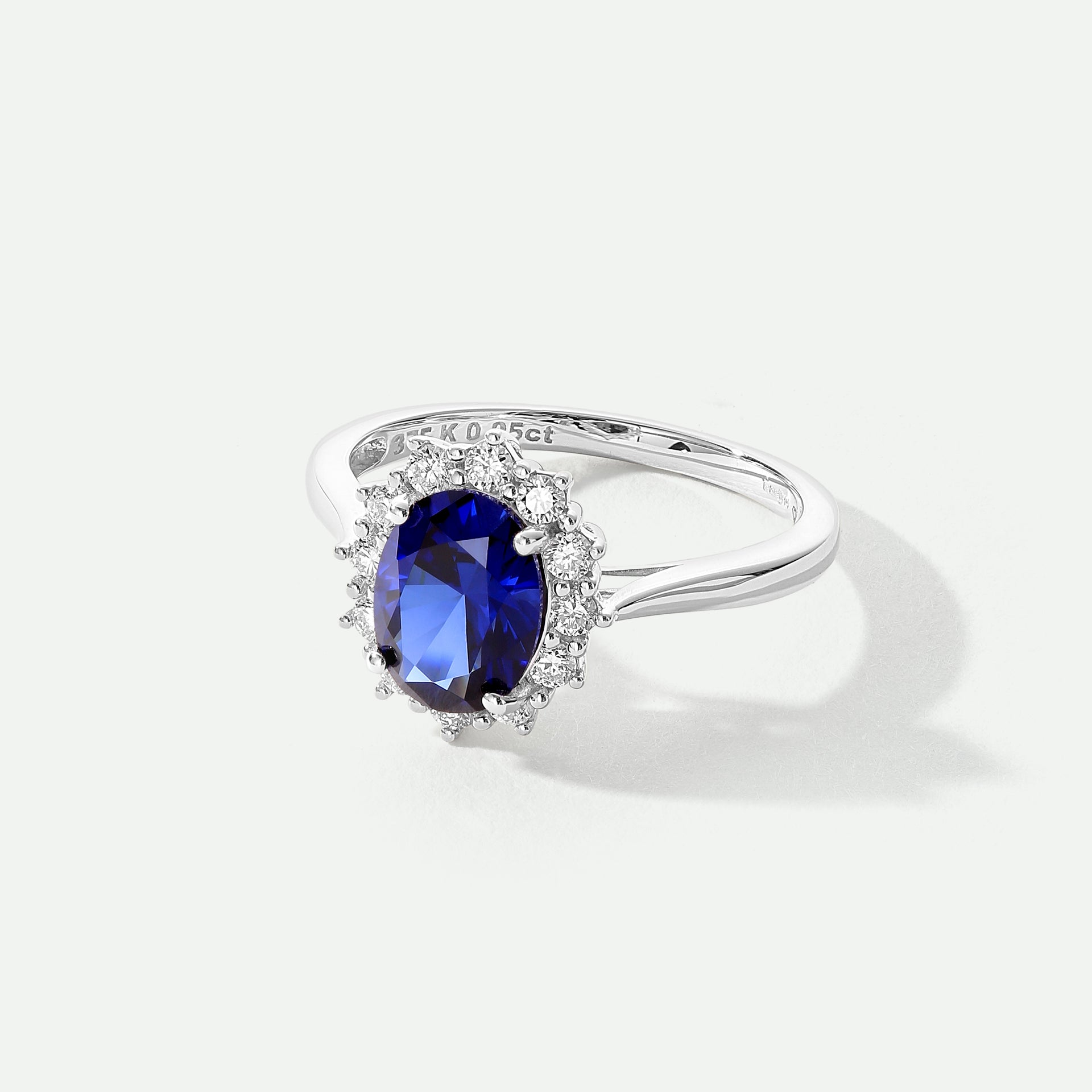 Cate | 9ct White Gold 0.25ct tw Lab Grown Diamond and Created Sapphire Ring