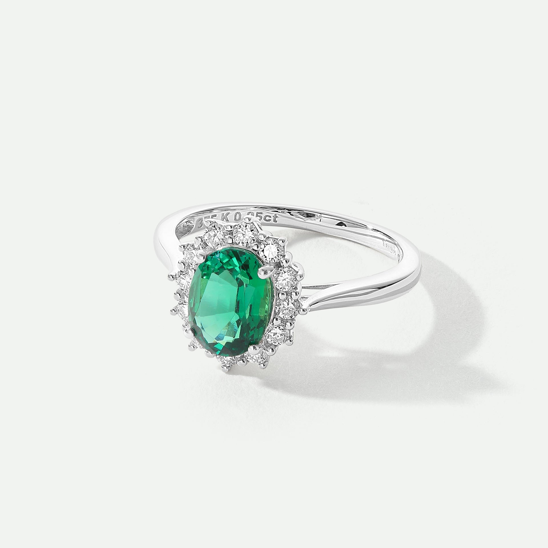Cate | 9ct White Gold 0.25ct tw Lab Grown Emerald and Diamond Ring