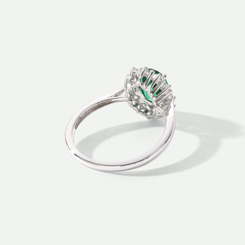 Cate | 9ct White Gold 0.25ct tw Lab Grown Emerald and Diamond Ring