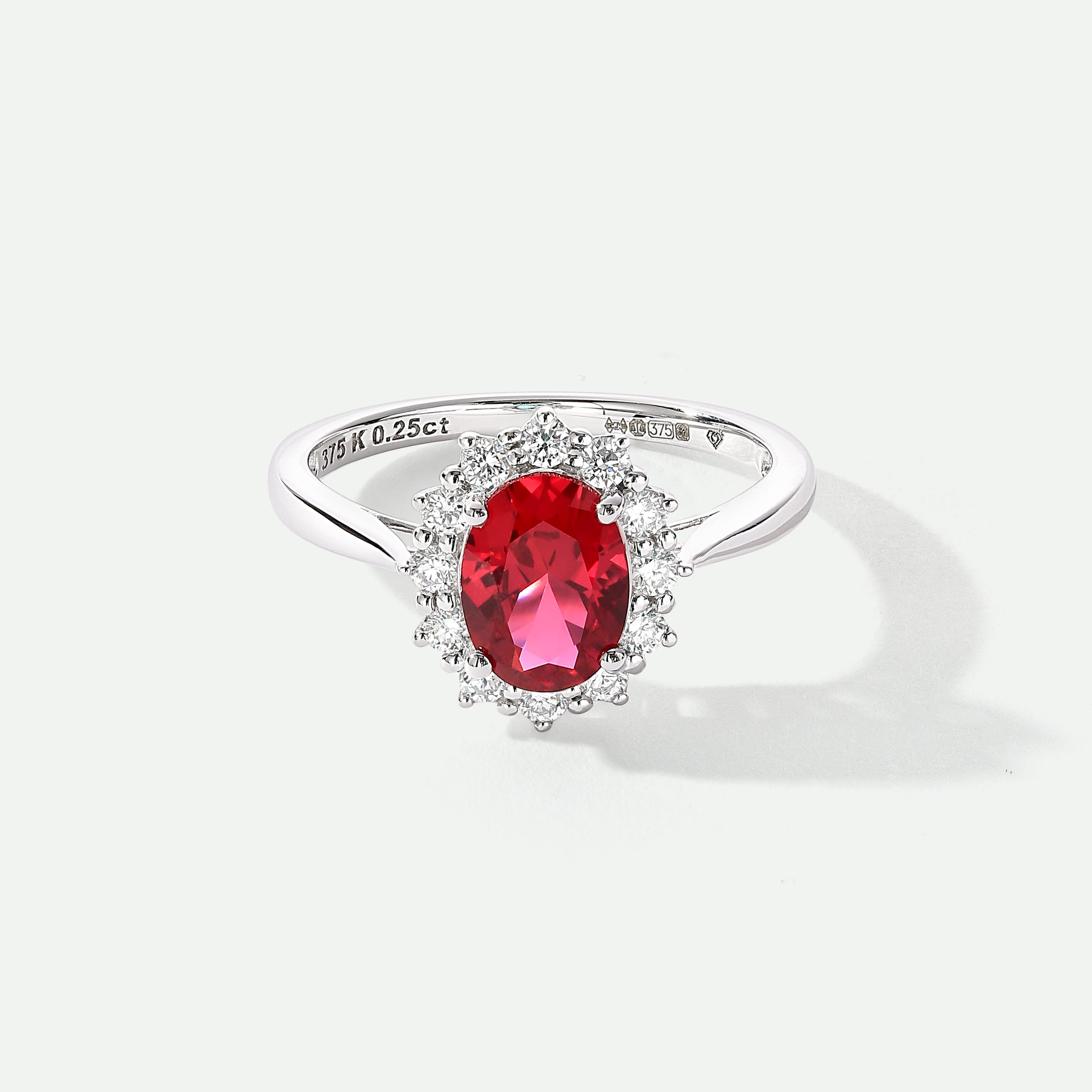 Cate | 9ct White Gold 0.25ct tw Lab Grown Diamond and Created Ruby Ring