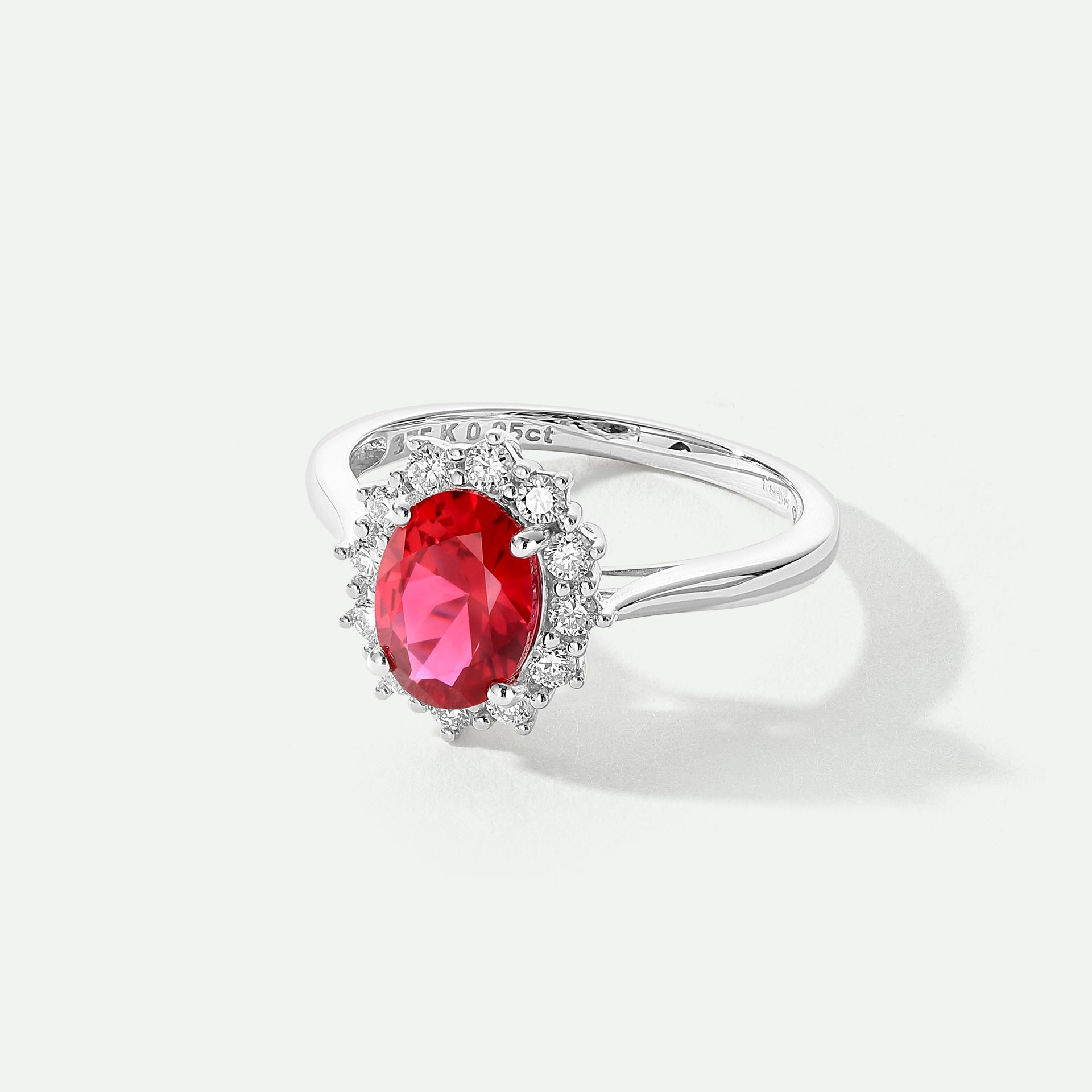 Cate | 9ct White Gold 0.25ct tw Lab Grown Diamond and Created Ruby Ring